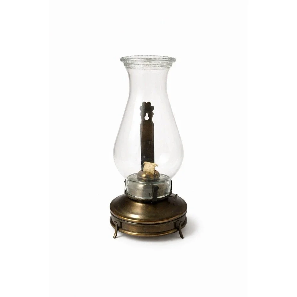 Vintage Kaaden Oil Lamp Clear Glass Chimney Brass Tone Base MCM Decor